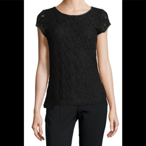 Karl Lagerfeld Black Lace Top. Size: Small - Picture 1 of 14